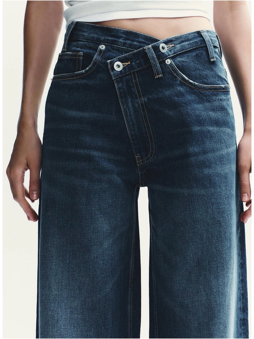 Zara asymmetrical wide leg jeans